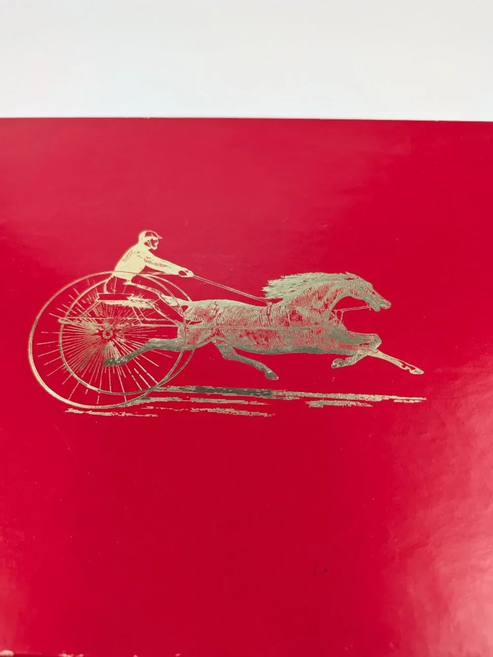 Vintage Hallmark Air Mail Stationery Box Set Gold Foil Horse Racing Logo
